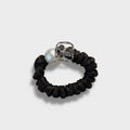 Black Scrunchie With Pearl And Silver Charm