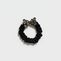 Black Scrunchie With Rhinestone Bow Charm
