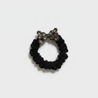 Black Scrunchie With Rhinestone Bow Charm