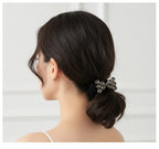 Black Scrunchie With Rhinestone Bow Charm – hair accessories (view 2)