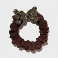 Burgundy Rhinestone Bow Scrunchie Hair Tie
