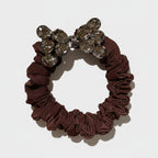 Burgundy Rhinestone Bow Scrunchie Hair Tie