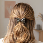 Burgundy Rhinestone Bow Scrunchie Hair Tie