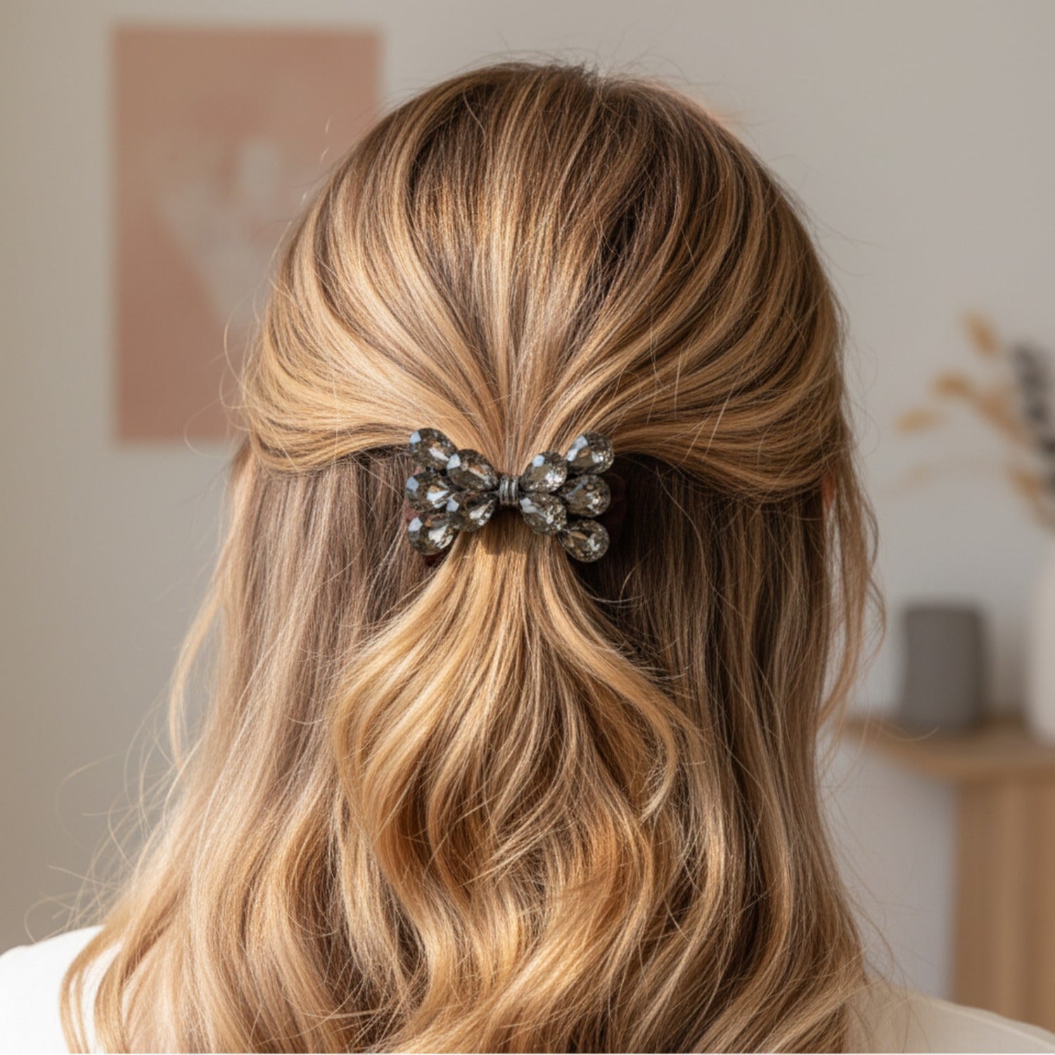 Burgundy Rhinestone Bow Scrunchie Hair Tie