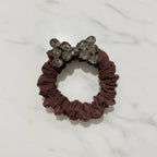 Burgundy Rhinestone Bow Scrunchie Hair Tie – hair accessories (view 2)
