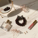 Burgundy Rhinestone Bow Scrunchie Hair Tie – hair accessories (view 3)