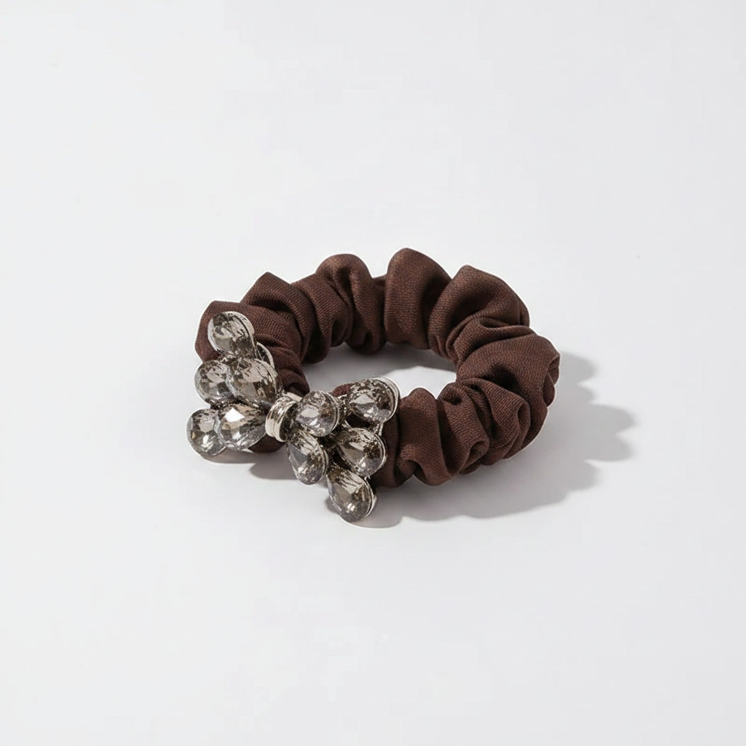 Burgundy Rhinestone Bow Scrunchie Hair Tie