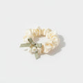 Cream Satin Scrunchie With Sage Ribbon Bow – hair accessories (view 1)