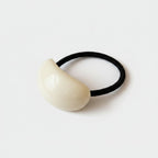 Cream Pearl Dome Hair Tie With Black Band
