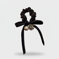 Black Velvet Scrunchie With Pearl Charm