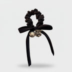Black Velvet Scrunchie With Pearl Charm