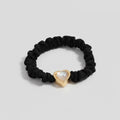 Black Pearl Heart Charm Scrunchie