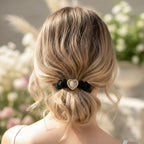 Black Pearl Heart Charm Scrunchie