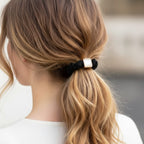 Black Scrunchie With Gold Square Charm