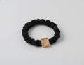 Black Scrunchie With Gold Square Charm – hair accessories (view 1)