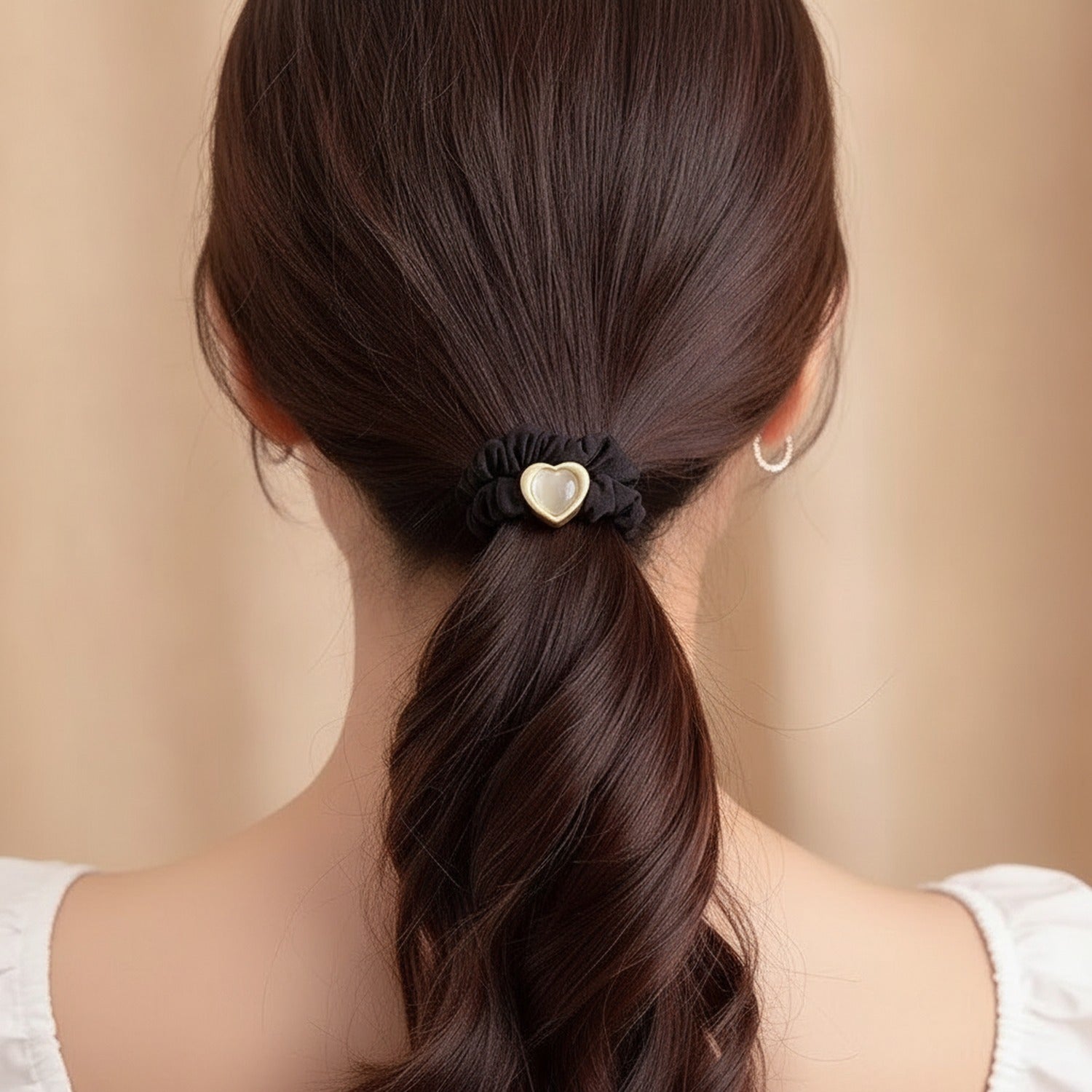 Black Scrunchie With Gold Square Charm