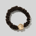 Brown Scrunchie With Gold Flower Charm