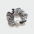 Pearl Floral Scrunchie Black White Pattern