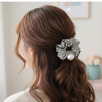 Pearl Floral Scrunchie Black White Pattern