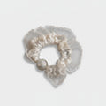 Cream Pearl Ruched Fabric Hair Scrunchie