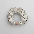 Cream Textured Scrunchie with Black Stitching Details