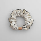 Cream Textured Scrunchie with Black Stitching Details