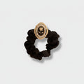 Black Pearl Beaded Rose Charm Scrunchie