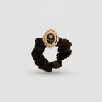 Black Pearl Beaded Rose Charm Scrunchie – hair accessories (view 1)
