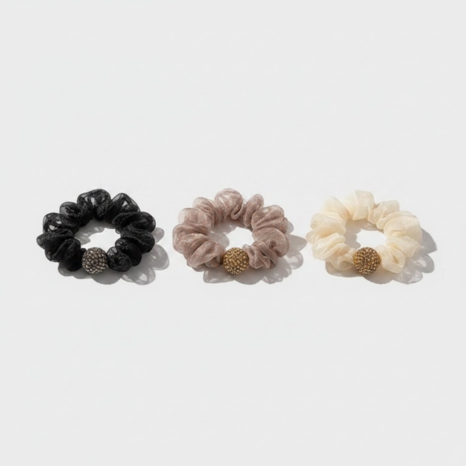 Beaded Velvet Scrunchie Set With Pearl Charm