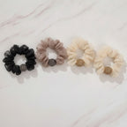 Beaded Velvet Scrunchie Set With Pearl Charm – hair accessories (view 2)