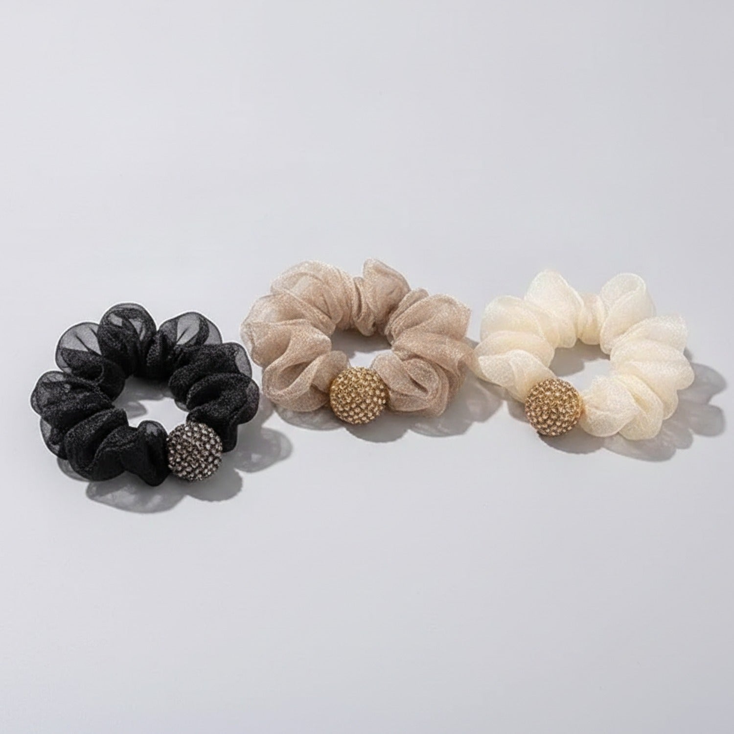 Beaded Velvet Scrunchie Set With Pearl Charm