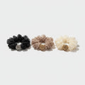 Velvet Scrunchies With Beaded Charm Set