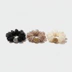 Velvet Scrunchies With Beaded Charm Set