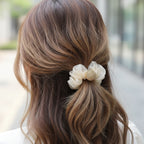 Velvet Scrunchies With Beaded Charm Set