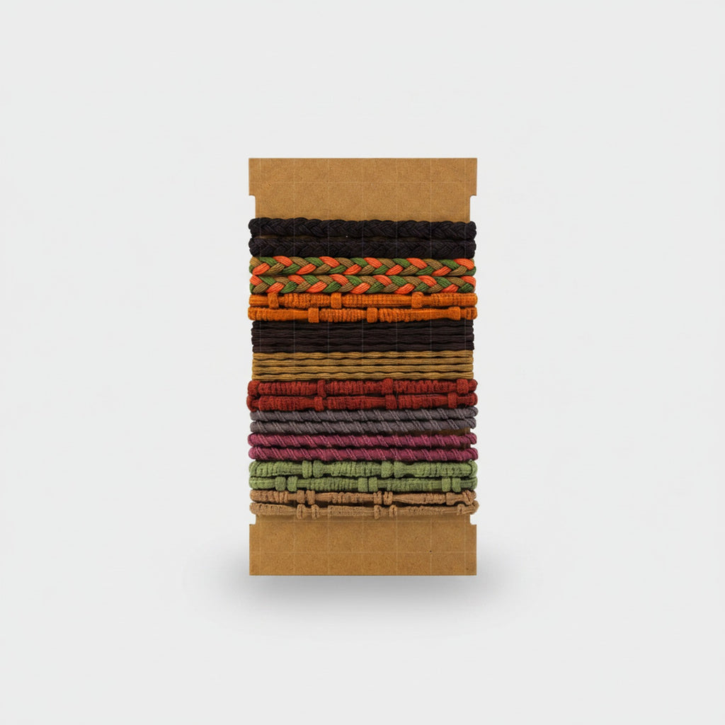 Braided Hair Ties Multi-Color Textured Set