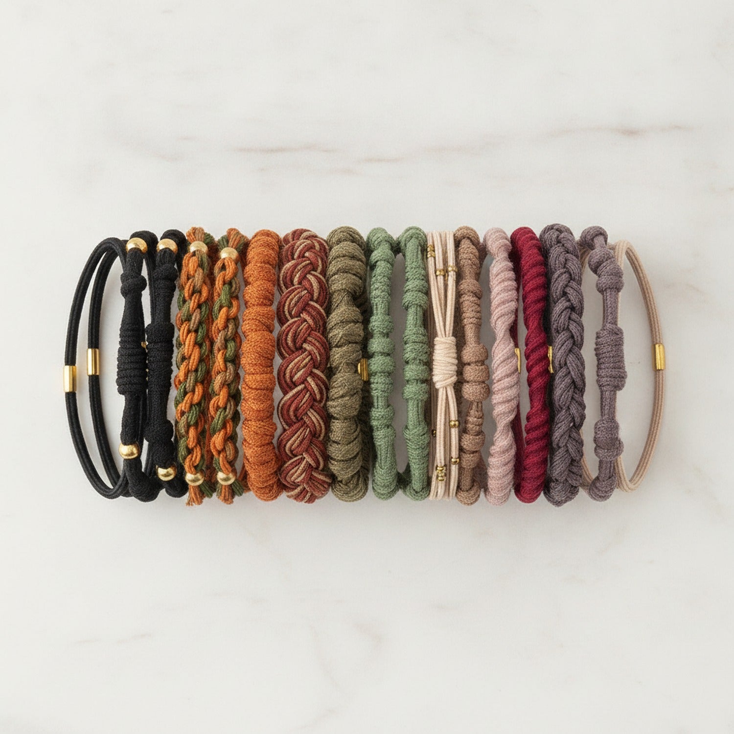 Braided Hair Ties Multi-Color Textured Set