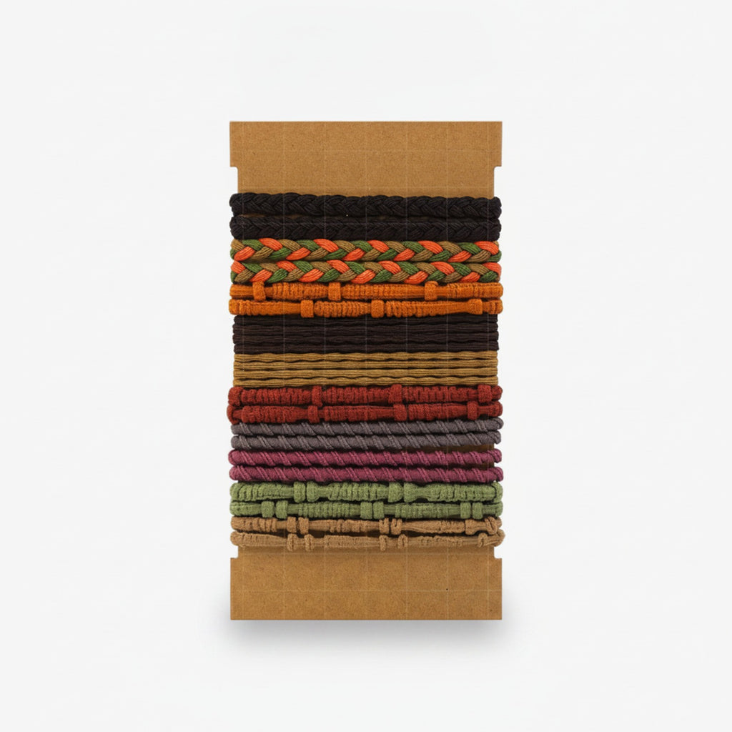 Braided Hair Ties Multi-Color Textured Set – hair accessories (view 1)