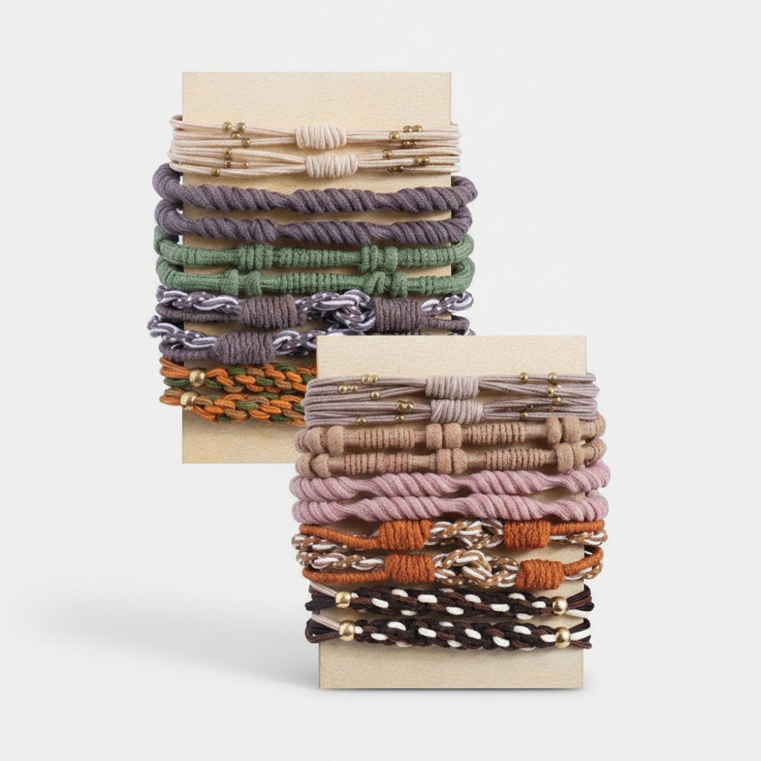 Braided Hair Ties Multi-Color Textured Set