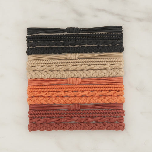 Braided Hair Ties Multi-Color Set Four Pack