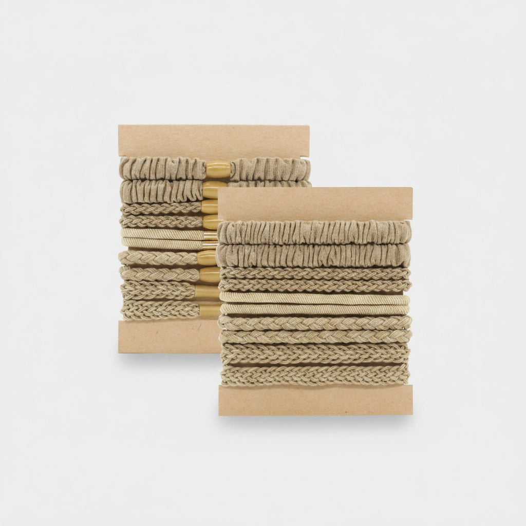 Textured Fabric Hair Ties Neutral Tone Set