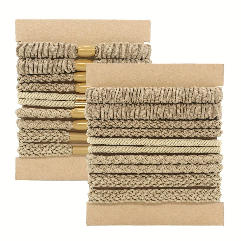 Textured Fabric Hair Ties Neutral Tone Set