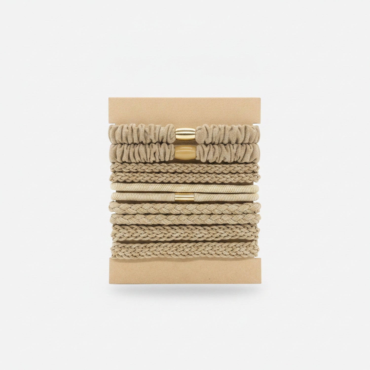 Textured Fabric Hair Ties Neutral Tone Set