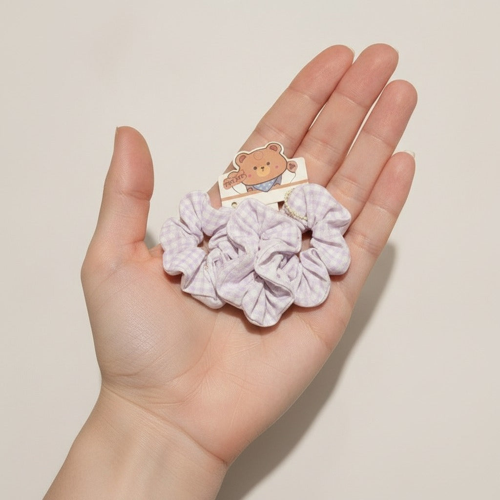 Sweet Bear Mixed Color Scrunchie Trio – hair accessories (view 4)