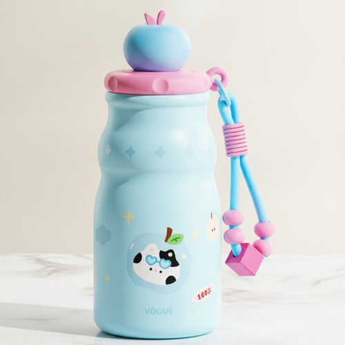 Apple Drink Bottle with Star Charm - Blue Apple 500ml with Tea Infuser & Strap