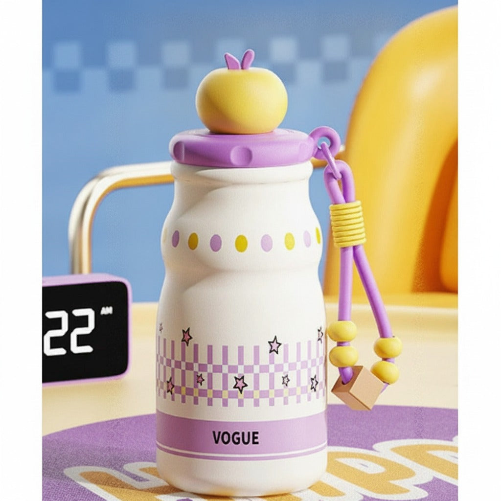 Apple Drink Bottle with Star Charm - Yellow Apple 500ml – novelty & toys (view 1)