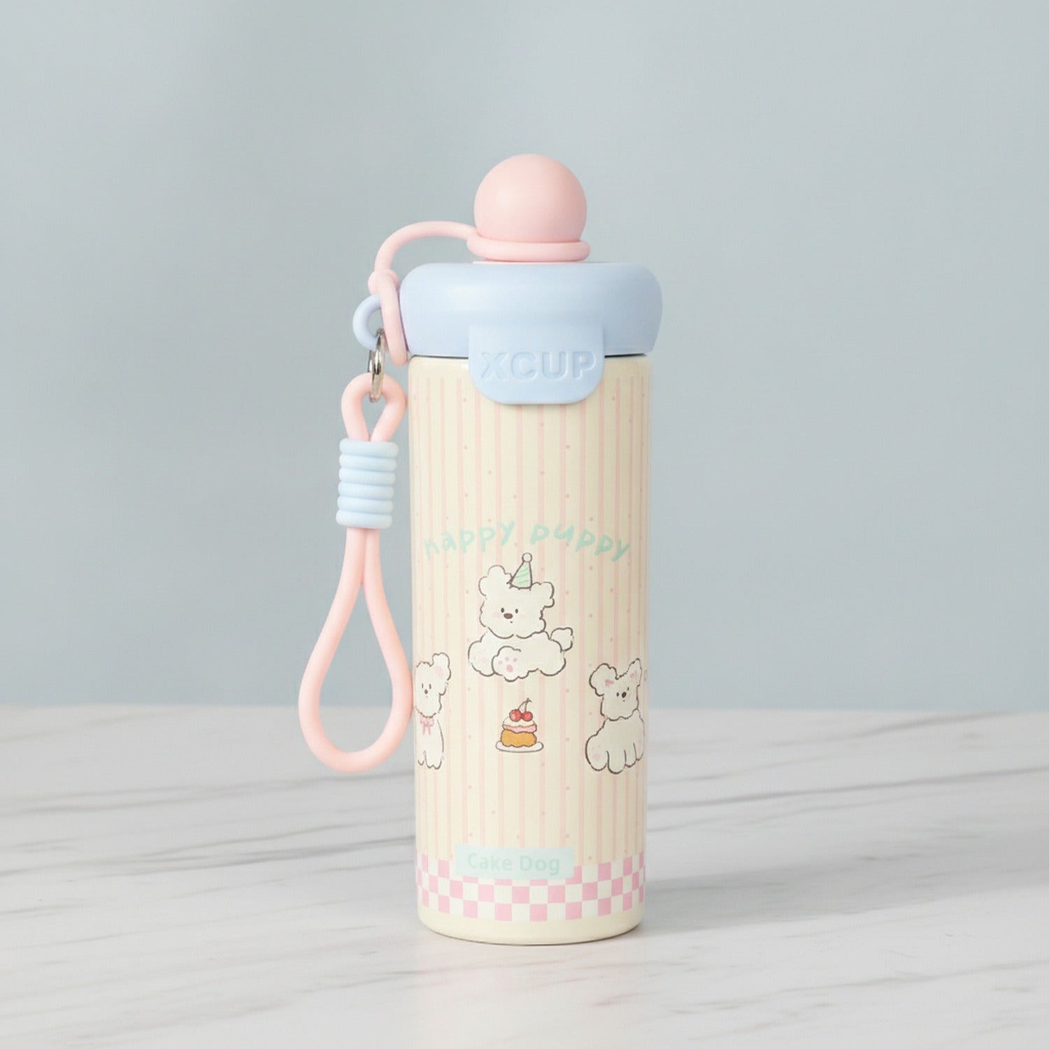 Pastel Teddy Bear Insulated Tumbler With Charm Strap