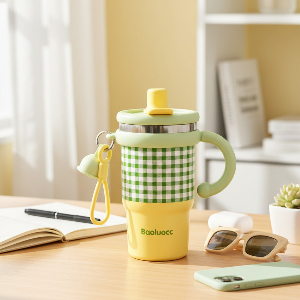 Tumbler With Handle - Lemon Green + Ceramic Liner – novelty & toys (view 3)
