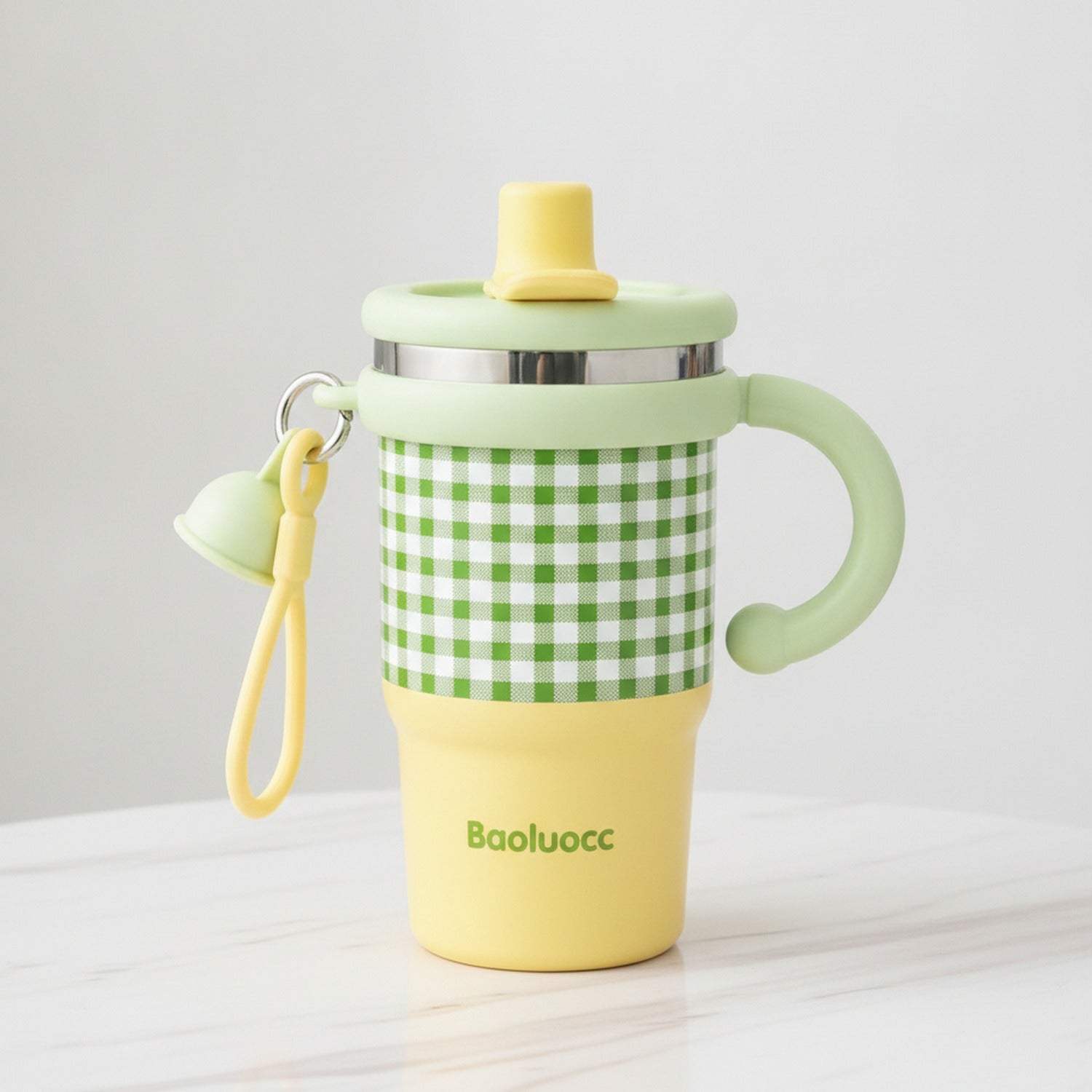 Tumbler With Handle - Lemon Green + Ceramic Liner