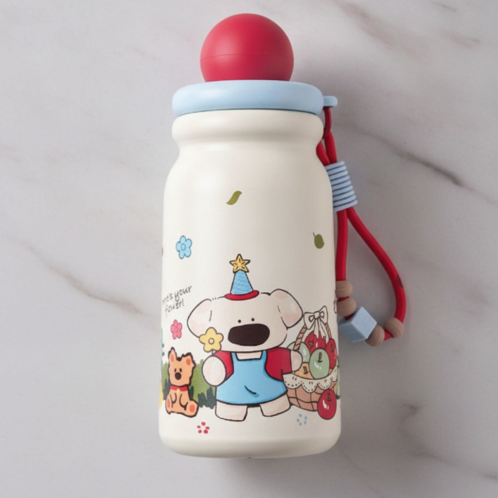 Cute Dog Adventure Theme Drink Bottle - Red Cup Brush 3D Sticker Set