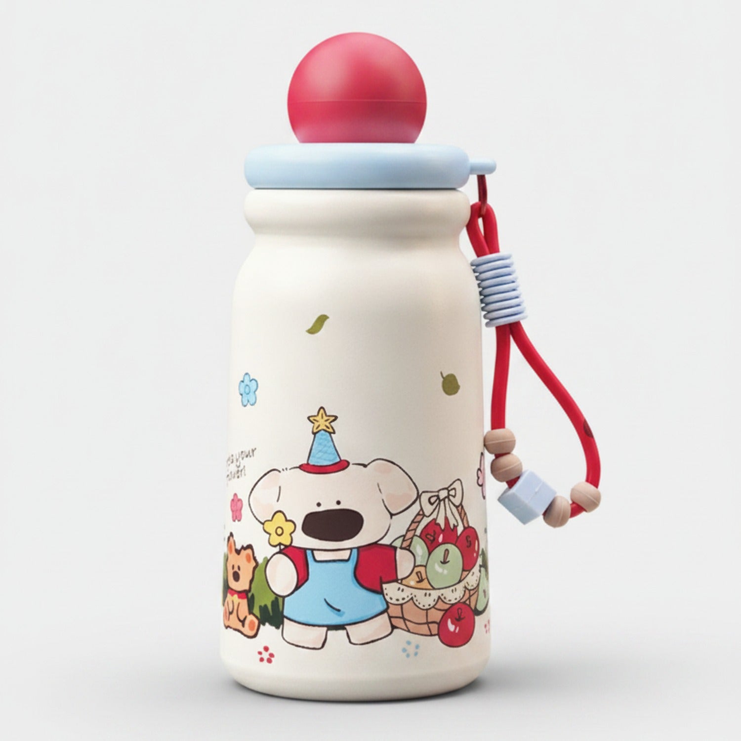 Cute Dog Adventure Theme Drink Bottle - Red Cup Brush 3D Sticker Set